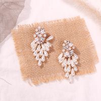 2e6839 European And American New Street Shot Same Style Exaggerated Personalized Geometric Diamond Earrings Temperament Artificial Pearl Earrings Women main image 4