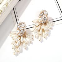 2e6839 European And American New Street Shot Same Style Exaggerated Personalized Geometric Diamond Earrings Temperament Artificial Pearl Earrings Women main image 5