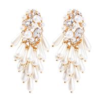 2e6839 European And American New Street Shot Same Style Exaggerated Personalized Geometric Diamond Earrings Temperament Artificial Pearl Earrings Women main image 7
