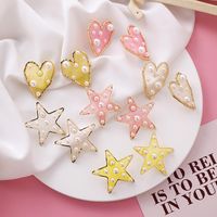 Fashion Size Pearl Love Five-pointed Star Earrings Nhms151022 main image 2