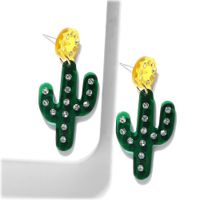 2019 Modèle Coréen Nouvelle Mode Acrylique Fluorescent Cactus Orné De Bijoux Boucle D'oreille Femelle Acétate De Cellulose Feuille Boucles D'oreilles Bijoux main image 4