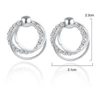 Multi-layer Diamond-studded Stud Earrings Nhpf151086 main image 6
