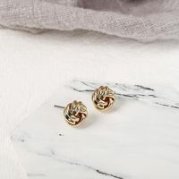 Metal Button-shaped Twisted Alloy Stud Earrings Nhpf151090 main image 4