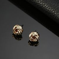 Metal Button-shaped Twisted Alloy Stud Earrings Nhpf151090 main image 5