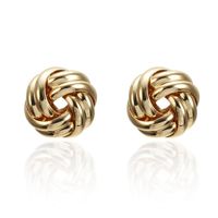Metal Button-shaped Twisted Alloy Stud Earrings Nhpf151090 main image 1