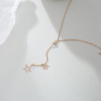 Simple Alloy Hollow Five-pointed Star Pendant Necklace Nhpf151123 main image 3