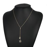 Simple Alloy Hollow Five-pointed Star Pendant Necklace Nhpf151123 main image 4