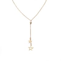 Simple Alloy Hollow Five-pointed Star Pendant Necklace Nhpf151123 main image 5