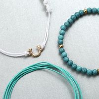 Hand-woven Color Line Rope Turquoise Bracelet Set Nhpf151136 main image 5
