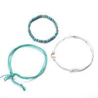 Hand-woven Color Line Rope Turquoise Bracelet Set Nhpf151136 main image 6