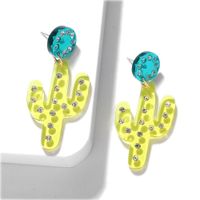 Acrylic Fluorescent Cactus With Diamond Earrings Nhjq151049 sku image 2