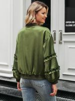 Fashion Army Green Satin Coat Wholesale Women&#39;s Clothes main image 7