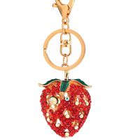 Nouveau Diamant Fraise Porte-clés Pendentif Strass Sac Accessoires Yiwu Usine En Gros Activité Promotionnel Nouveautés main image 1