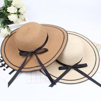 Vacation Hat Bow Ribbon Sun Hat Sun Straw Hat Folding Basin Hat main image 1