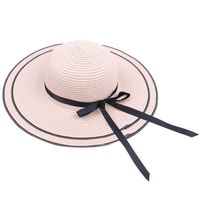 Vacation Hat Bow Ribbon Sun Hat Sun Straw Hat Folding Basin Hat main image 6
