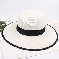 D'été M Standard Top Chapeau Femelle Britannique Frais Fedora Chapeau Soleil Protection Large Bord Balnéaire Plage Soleil Chapeau De Paille De Paille Chapeau main image 4