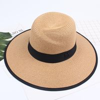 الجاز قبعة الشمس حماية كبيرة الساحلية شاطئ الشمس قبعة القش القش قبعة sku image 4
