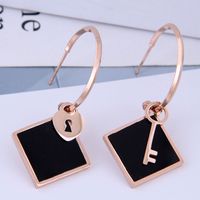 Exquisite Fashion Titanium Steel Earrings Simple And Simple Couple Key Earrings main image 3