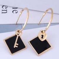 Exquisite Fashion Titanium Steel Earrings Simple And Simple Couple Key Earrings sku image 1