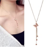 Exquisite Korean Fashion Titanium Steel Temperament Necklace Simple Butterfly Tassel Necklace main image 1
