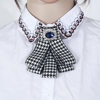Personalized Jewelry Elegant Lady Bow Tie Delicate Diamond Houndstooth Pin Necklace main image 1
