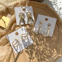 Simple Geometric Metal Irregular Semicircular Arc Earrings main image 5