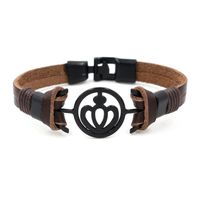 Grenz Überschreiten Der Schmuck Großhandel 2018 Neue Herren Armband Schwarze Krone Leder Armband Punk Schmuck main image 2