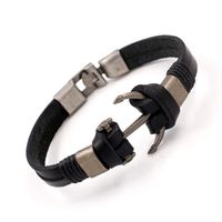 Leather Bracelet Punk Anchor Arrow Bracelet Ship Spear Genuine Leather Bracelet Wholesale main image 2