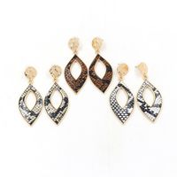 New Fashion Leaf Snake Pattern Pu Leather Earrings main image 5