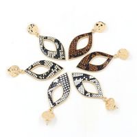 New Fashion Leaf Snake Pattern Pu Leather Earrings main image 6