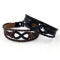 E-commerce-quellen Legierung Schwimmende Schwarze 8-stellige Rindsleder Armbänder Glückliches Leder Armband Unendliches Symbol Gewebtes Herren Armband main image 3