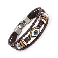 Nouveau Rétro Bleu Yeux Perlée Bovins De Bracelet En Cuir Hommes Et Femmes De Mode Bracelet D'envies   Les Produits Stables main image 1