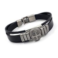 Men's Vintage Leather Bracelet Simple Cross Multilayer Bangle main image 4