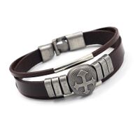 L'exportation De Accessoires Personnels Hommes Rétro Bovins En Cuir Bracelet Simple Croix Multi-couche Bracelet En Cuir D'une Seule Pièce Dropshipping main image 5