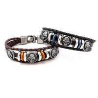 Pulsera De Hombre Nueva Pulsera De Cuero Con Calavera De Aleación Pulsera Tejida A Mano Con Cuentas main image 6