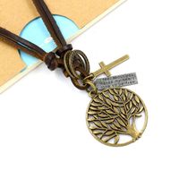 Leather Rope Woven Necklace Long Sweater Chain Wholesale Retro Tree Pendant Fashion Ornaments Accessories main image 3