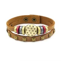 Europäischer Und Amerikanischer Retro-stern Niet Perlen Leder Armband Herren Opal Kopfschicht Rindsleder Armband Mädchen Schmuck main image 2