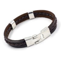 Vintage Fashion Leather Rope Bracelet Men&#39;s Accessories Simple Multilayer Leather Woven Bracelet main image 5