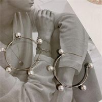 Korea Dongdaemun Perlen Ohrringe, Elegantes Temperament, Übertriebene Große Ring Ohrringe, Weibliche S925 Silver Needle main image 5