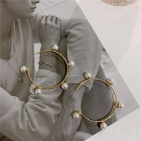 High-quality Pearl Earrings Elegant Exaggerated Large Hoop Earrings Women main image 6