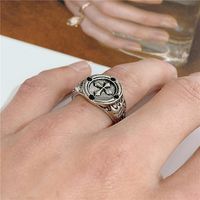 Vintage Cross Ring With Old Opening And Black Diamond Carving Couple Ring main image 1