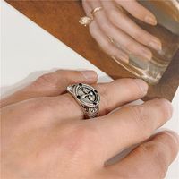 Vintage Cross Ring With Old Opening And Black Diamond Carving Couple Ring main image 3