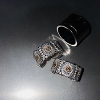 Vintage Small Daisy Metal Split Ring Couple Ring main image 2