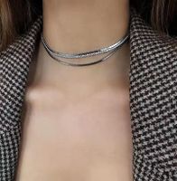 Double Snake Cartilage Diamond Clavicle Chain Female Choker Simple Necklace Neck Ring main image 1