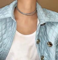 Japanische Und Koreanische Doppels Chicht Schlangen Knorpel Diamant Schlüsselbein Kette Weibliche Choker Einfache Temperament Halskette Halskette main image 3