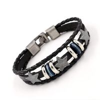 Men's Bracelet Pentagram Leather Rope Bracelet Leather Bangle sku image 1