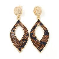 New Fashion Leaf Snake Pattern Pu Leather Earrings sku image 2