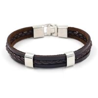 Rétro De Mode En Cuir Cordon Bracelet Hommes Accessoires De Simple Multi-couche En Cuir Tressé Bracelets Croix-frontière Fournir sku image 2