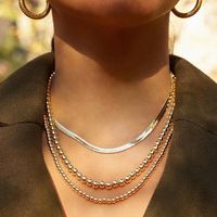 New Clavicle Chain Retro Simple Big Brand Bead Chain Three-layer Necklace Women main image 3