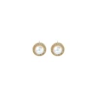 Fashion New Pearl Full Diamond Earrings S925 Silver Round Bright Gold Earrings For Women main image 6